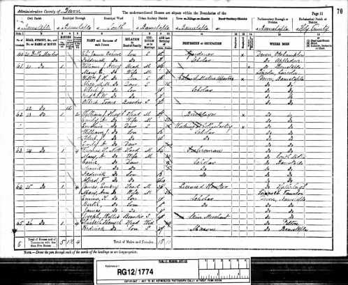 Fred Nott 1891 Census Belle Meadow