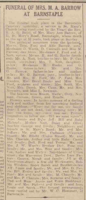 Mary Ann Barrow death NDJ 2.1938