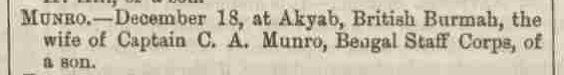 Saki birth reported in NDJ Feb 1871