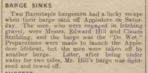 Edward Hill barge sinks 1936